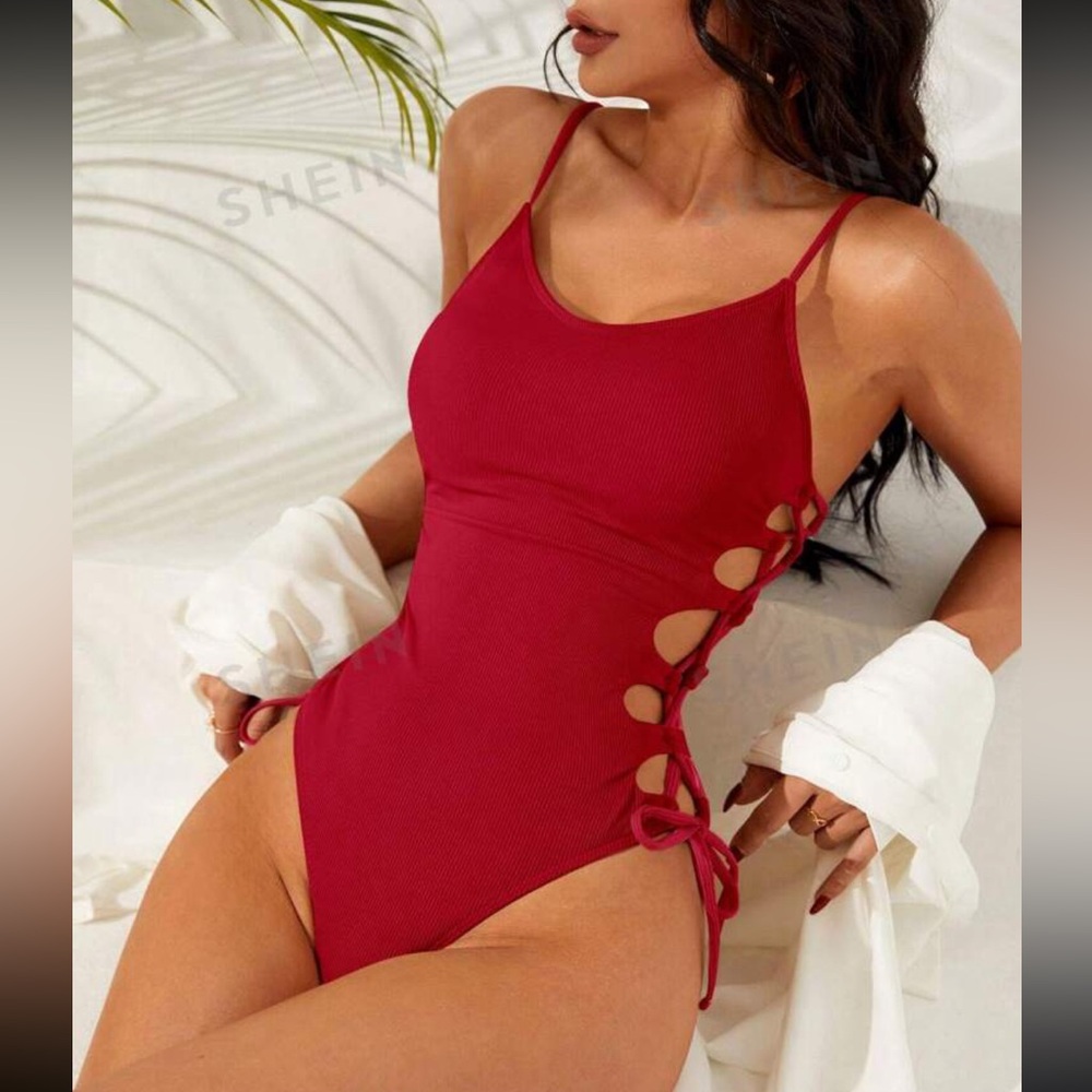 SHEIN Red One Piece Swimsuit Large